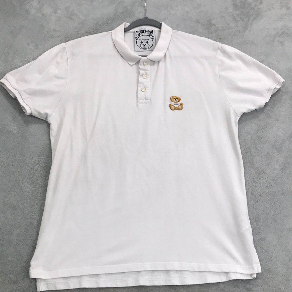 Moschino White Embroidered Polo Men's L